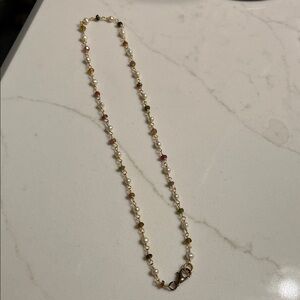 Gold-Filled Multicolor Beaded Pearl Station Necklace